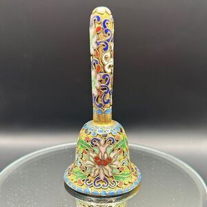Small Chinese Cloisonne Champleve Metal with Enamel Colorful Bell Decor 2 5/8"